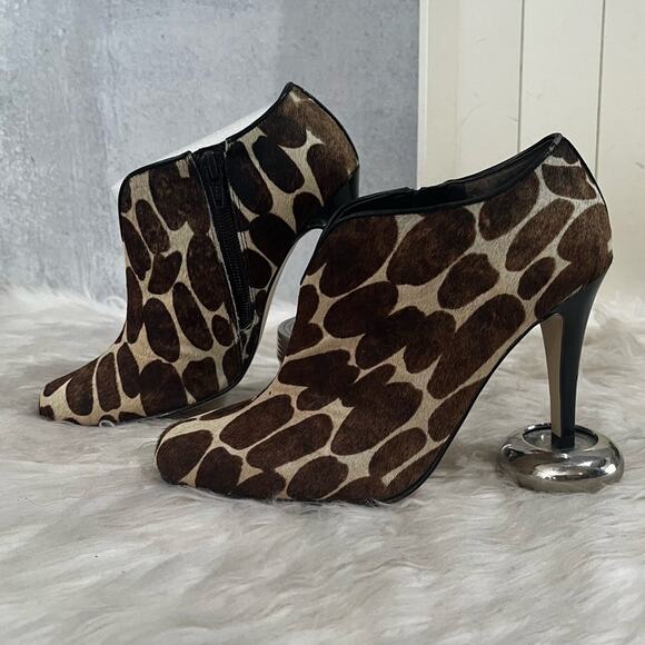 Nine West Shoes - NEW Nine West Leather Hair Calf Classic Spotted Leopard High Heel Ankle Boot 5.5